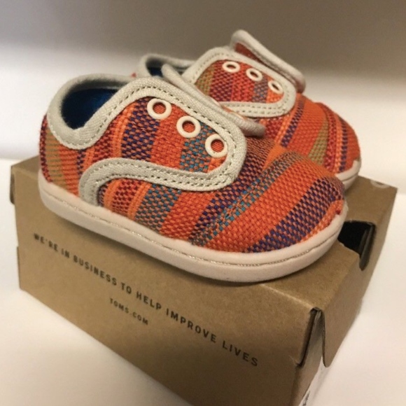 TOMS New Tiny Orange Tropic Cordones Toddler Shoes - Picture 3 of 6